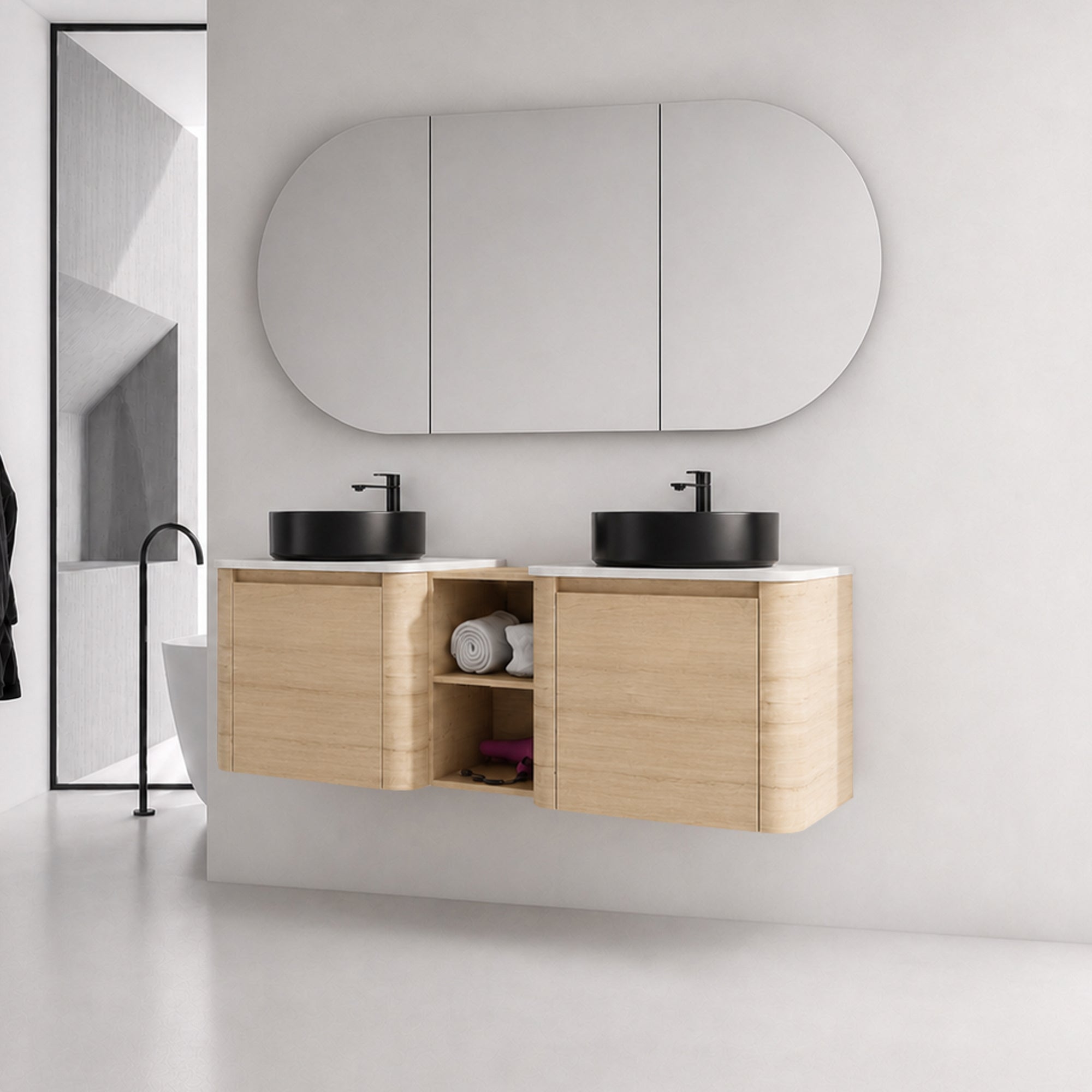 Curvo 24"/36"/48"/60" Floating Vanity with Ceramic Sink (RTA)