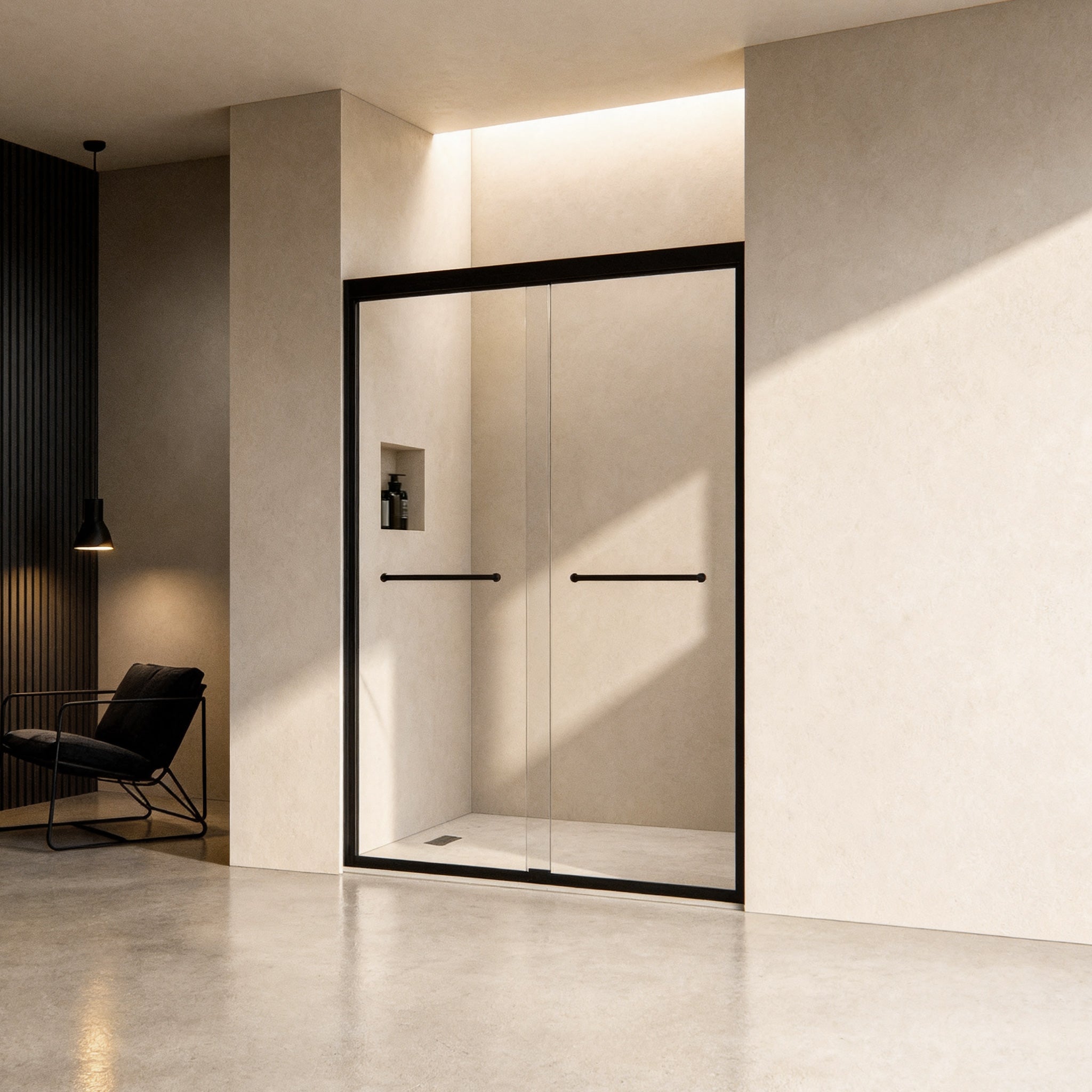 50-54" × 72" Double Sliding Shower Door, Matte Black