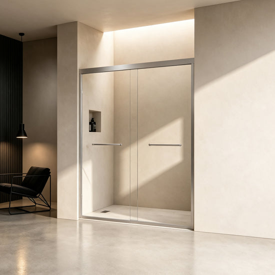 56-60" × 72" Double Sliding Shower Door, Brushed Nickel