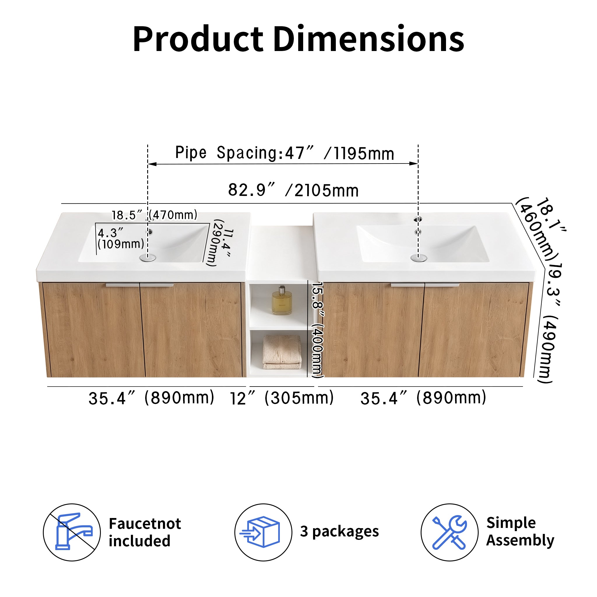 Unitas 36"/84" Floating Vanity (RTA)