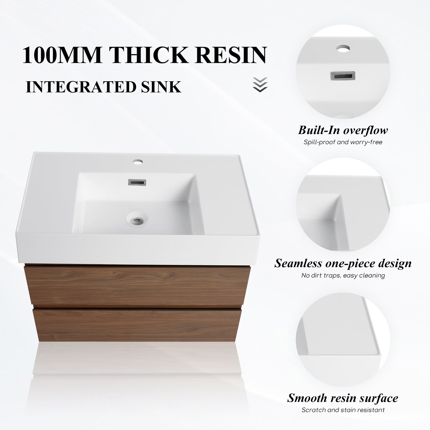 Thick 24"/30"/36" Floating Vanity (RTA)