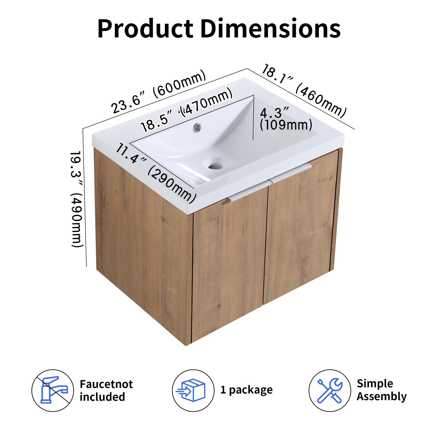 Unitas 24"/36"/48"/60" Floating Vanity (RTA)