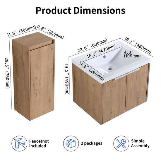 Unitas 24"/30"/36" Floating Vanity Set (RTA)