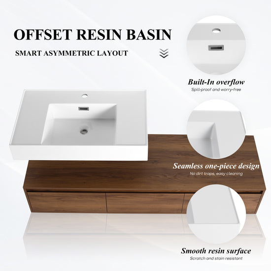 Suspend 60" Wall-Hung Vanity System — Mix & Match Basin & Side Cabinets, 7 Configurations (RTA)