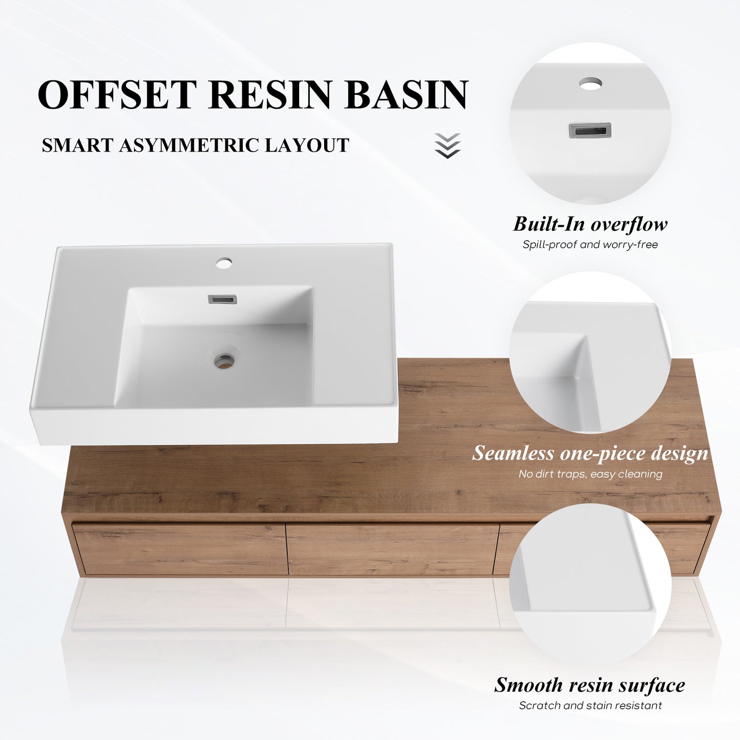 Suspend 60" Wall-Hung Vanity System — Mix & Match Basin & Side Cabinets, 7 Configurations (RTA)