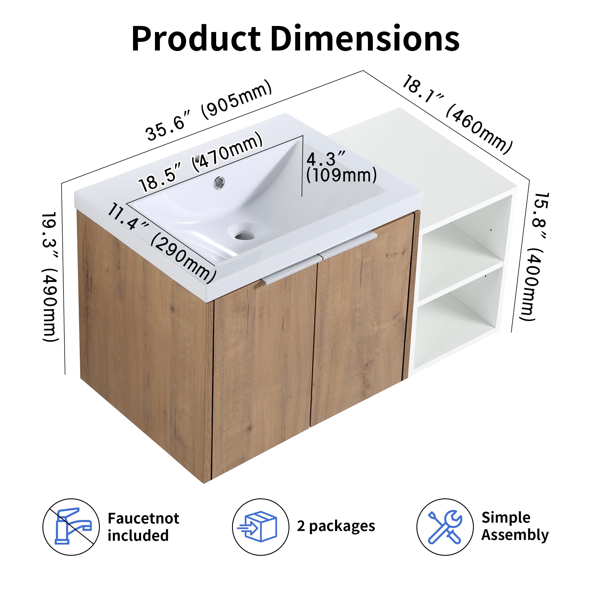 Unitas 24"/36"/48"/60" Floating Vanity (RTA)