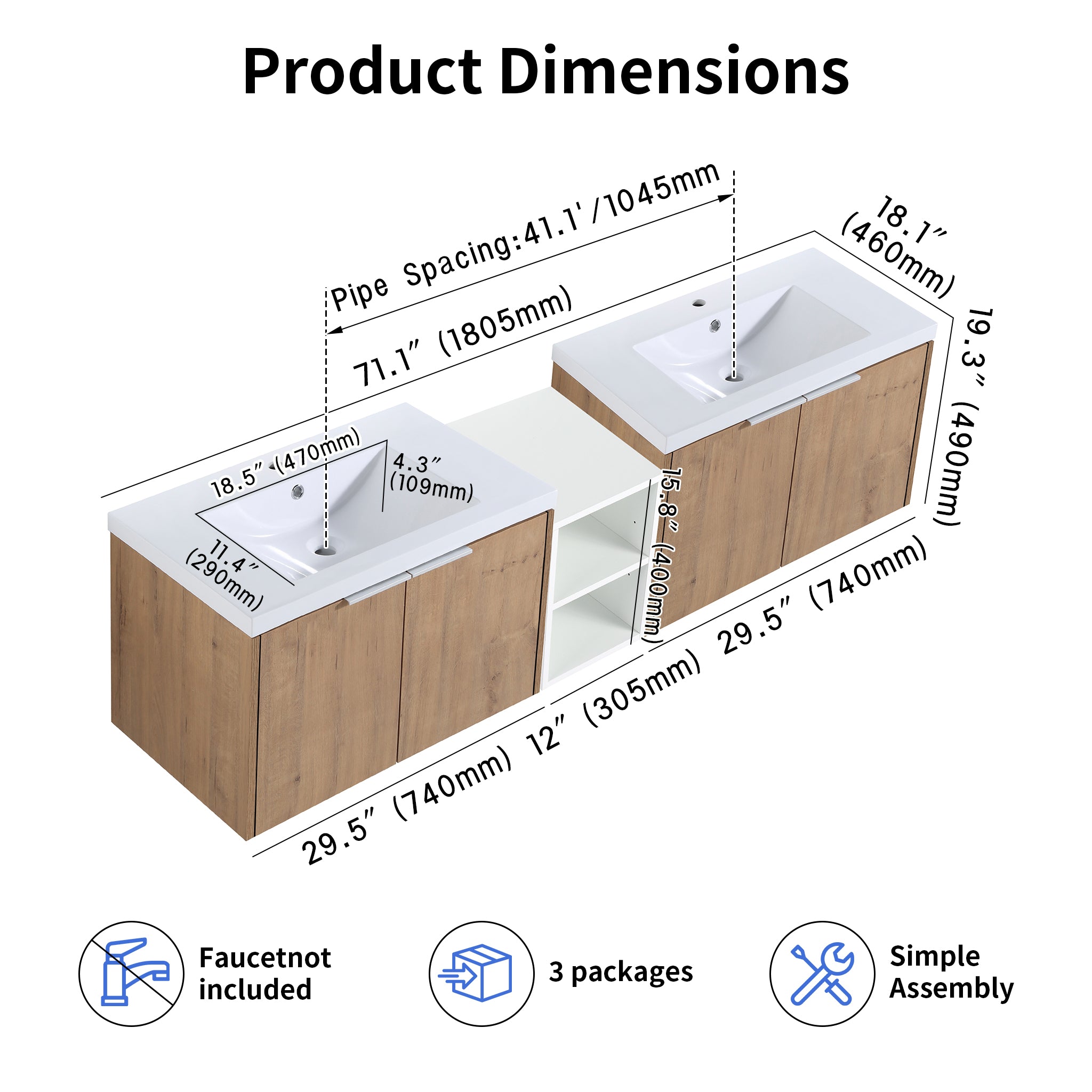 Unitas 30"/72" Floating Vanity (RTA)