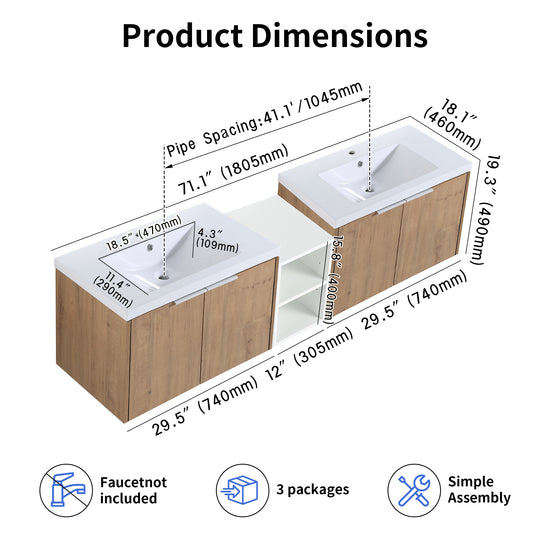 Unitas 30"/72" Floating Vanity (RTA)