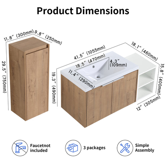 Unitas 36"/42"/48" Floating Vanity Set (RTA)