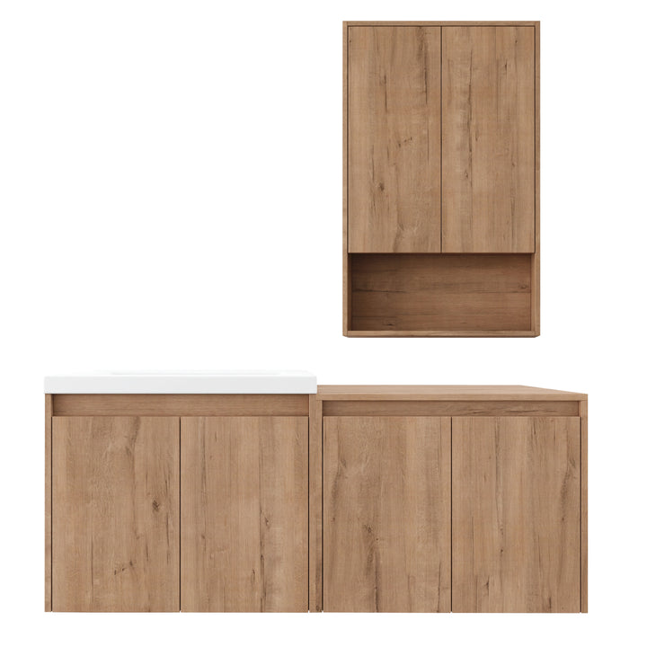 Cube 48" Floating Vanity with Wall Cabinet and Resin Sink (RTA)