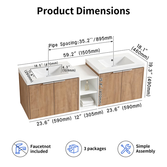 Unitas 24"/36"/48"/60" Floating Vanity (RTA)