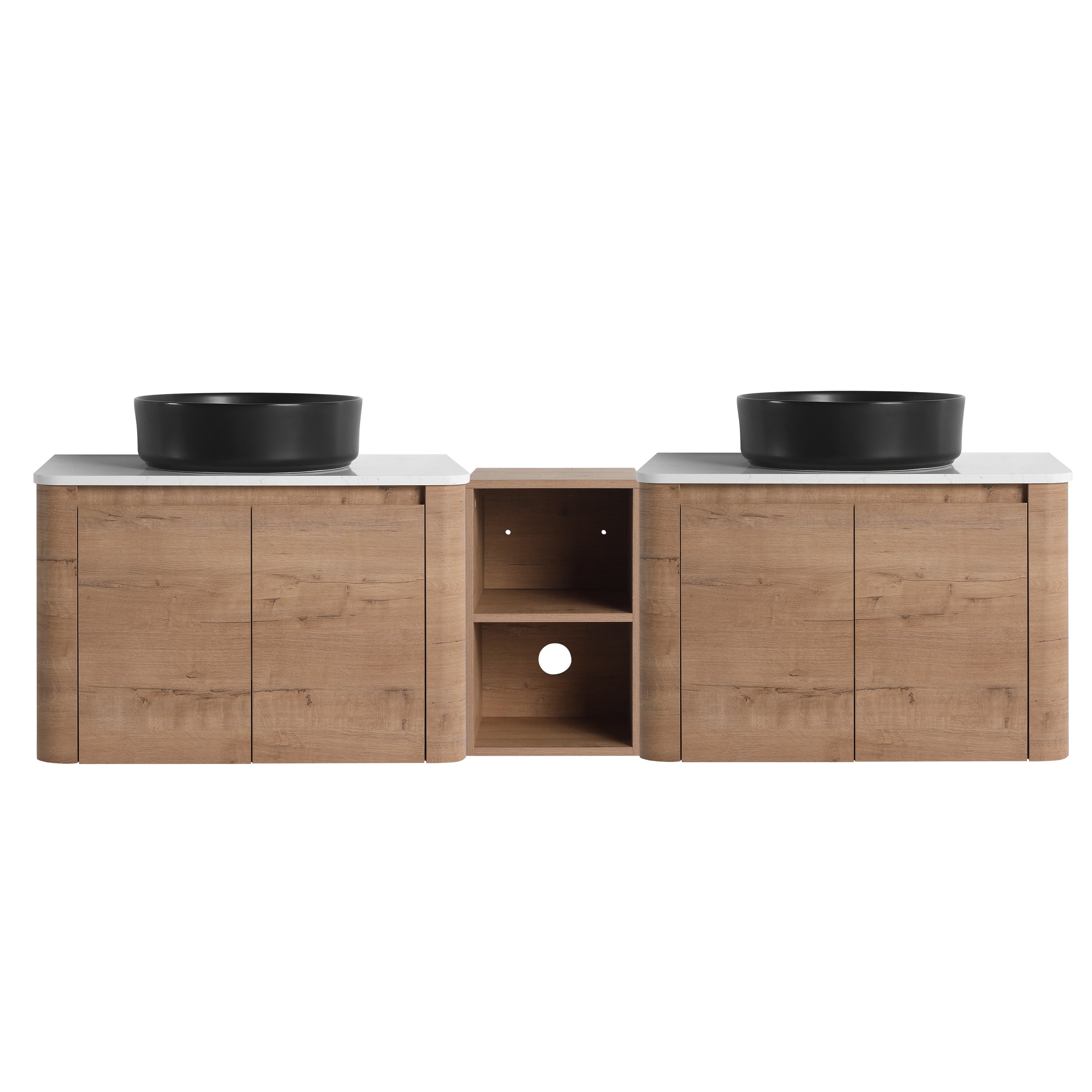 Curvo 30"-72" Floating Vanity System with 5 Ceramic Basin Colors (RTA)