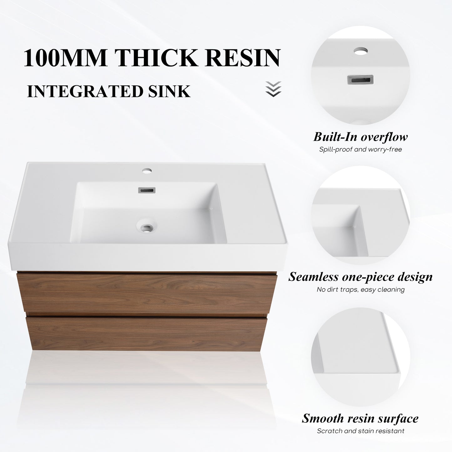 Thick 24"/30"/36" Floating Vanity (RTA)