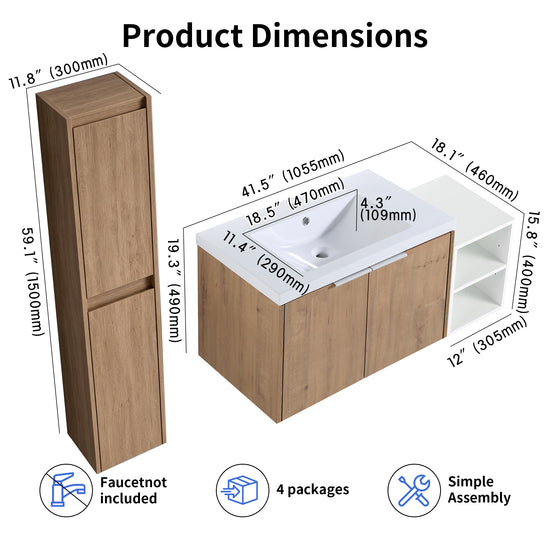 Unitas 36"/42"/48" Floating Vanity Set (RTA)