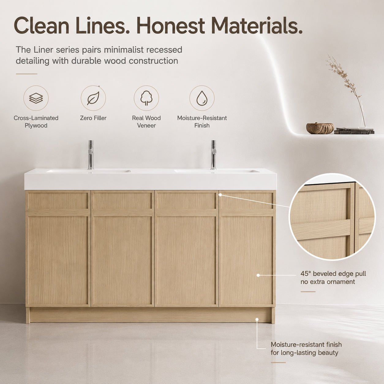 Liner 30"/36"/48"/60" Freestanding Vanity (RTA)