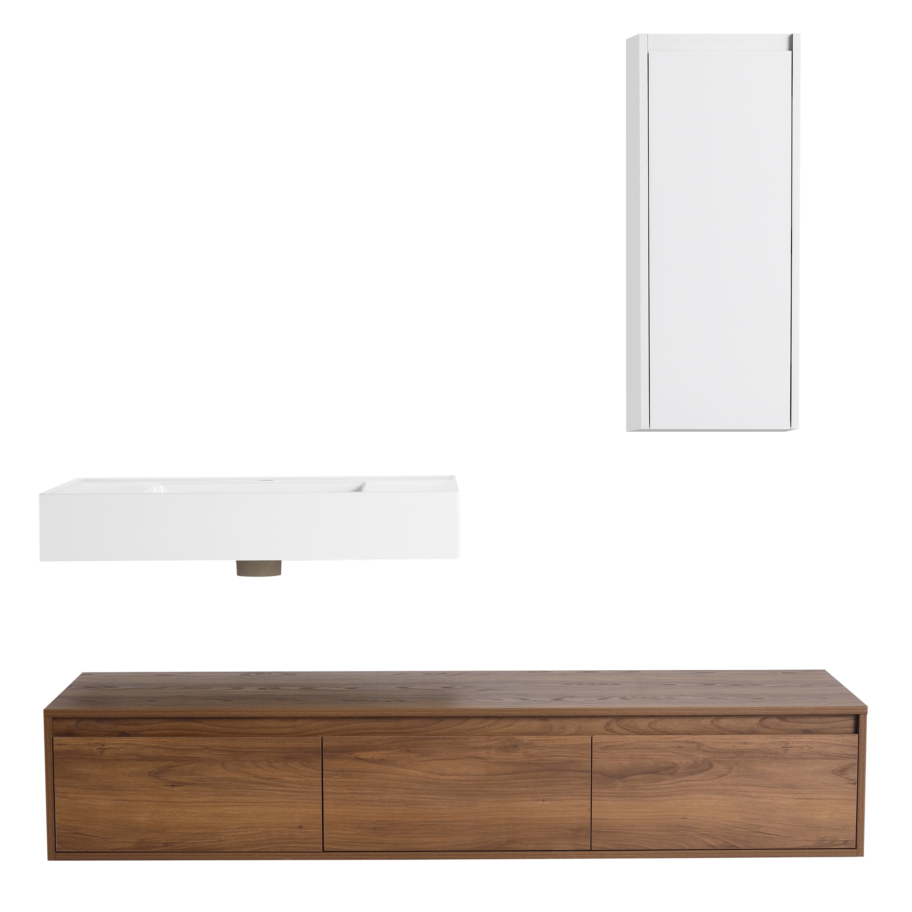 Suspend 60" Wall-Hung Vanity System — Mix & Match Basin & Side Cabinets, 7 Configurations (RTA)