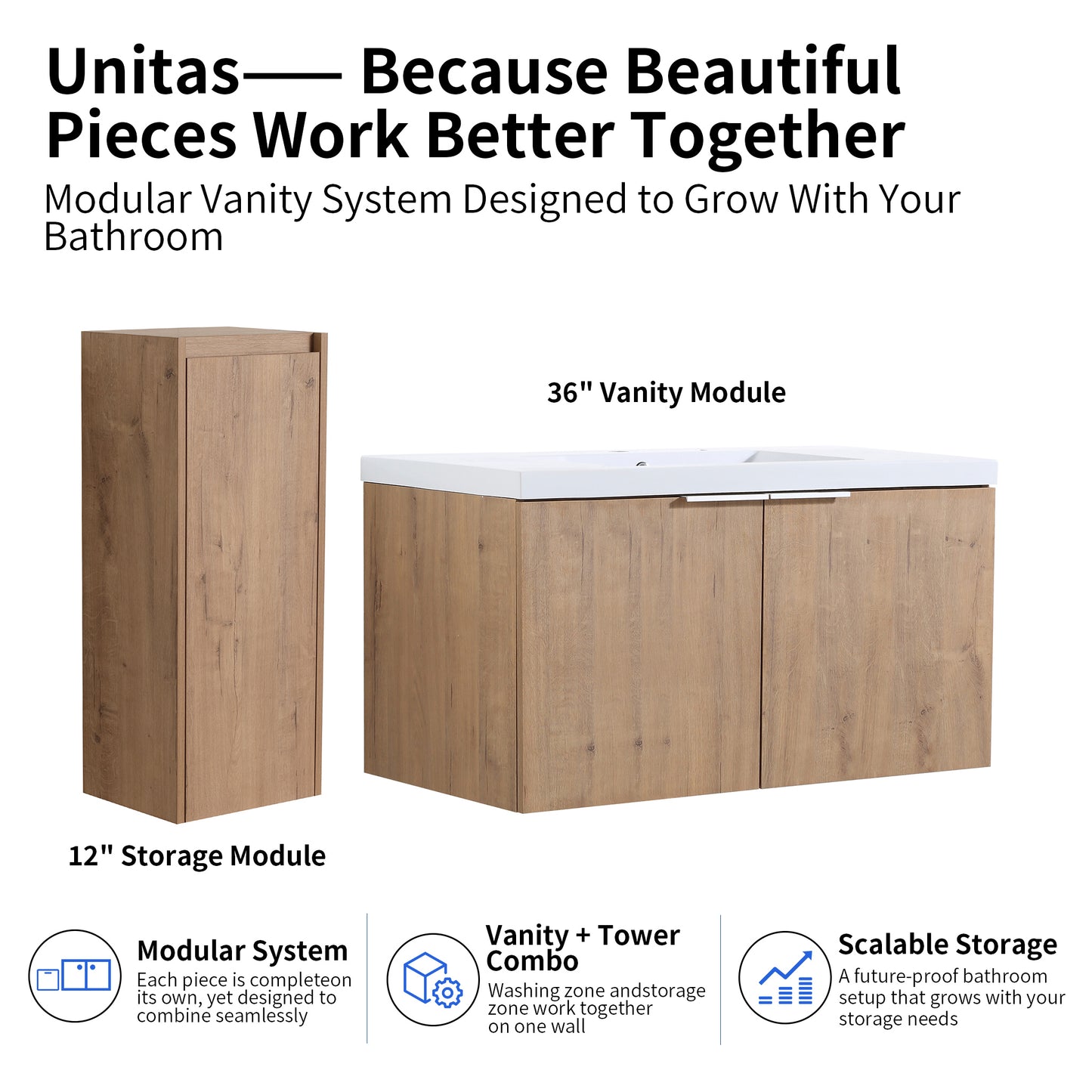 Unitas 24"/30"/36" Floating Vanity Set (RTA)