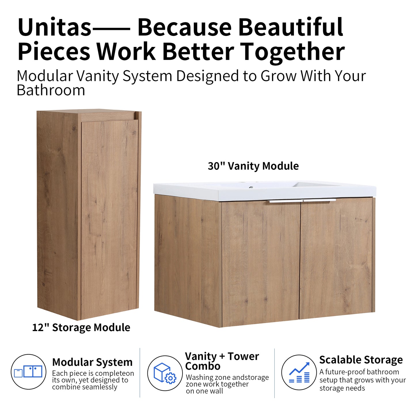 Unitas 24"/30"/36" Floating Vanity Set (RTA)
