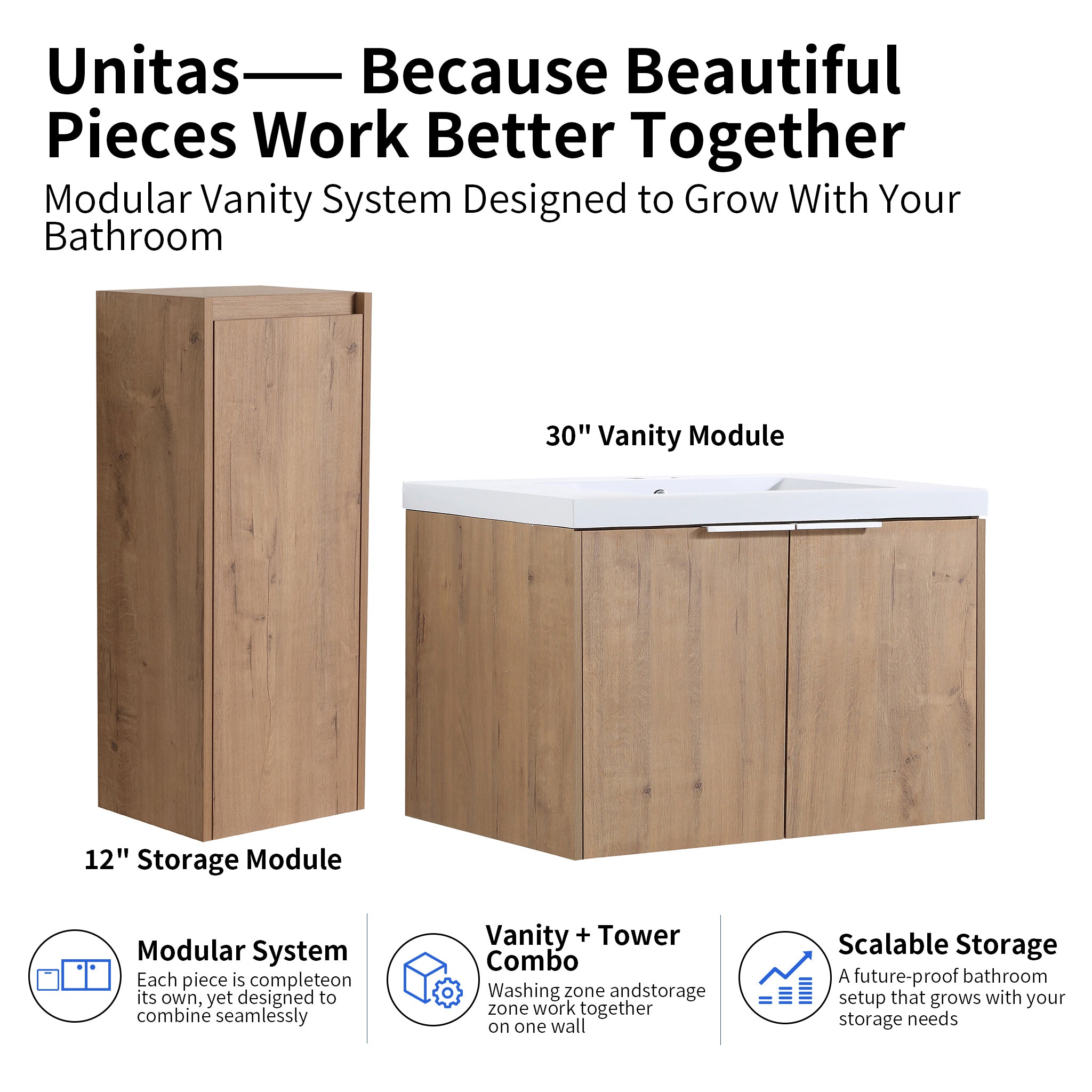 Unitas 24"/30"/36" Floating Vanity Set (RTA)