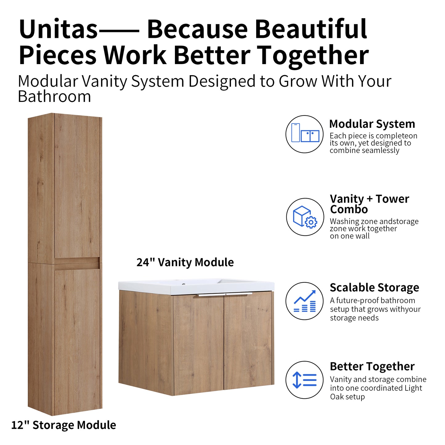 Unitas 24"/30"/36" Floating Vanity Set (RTA)