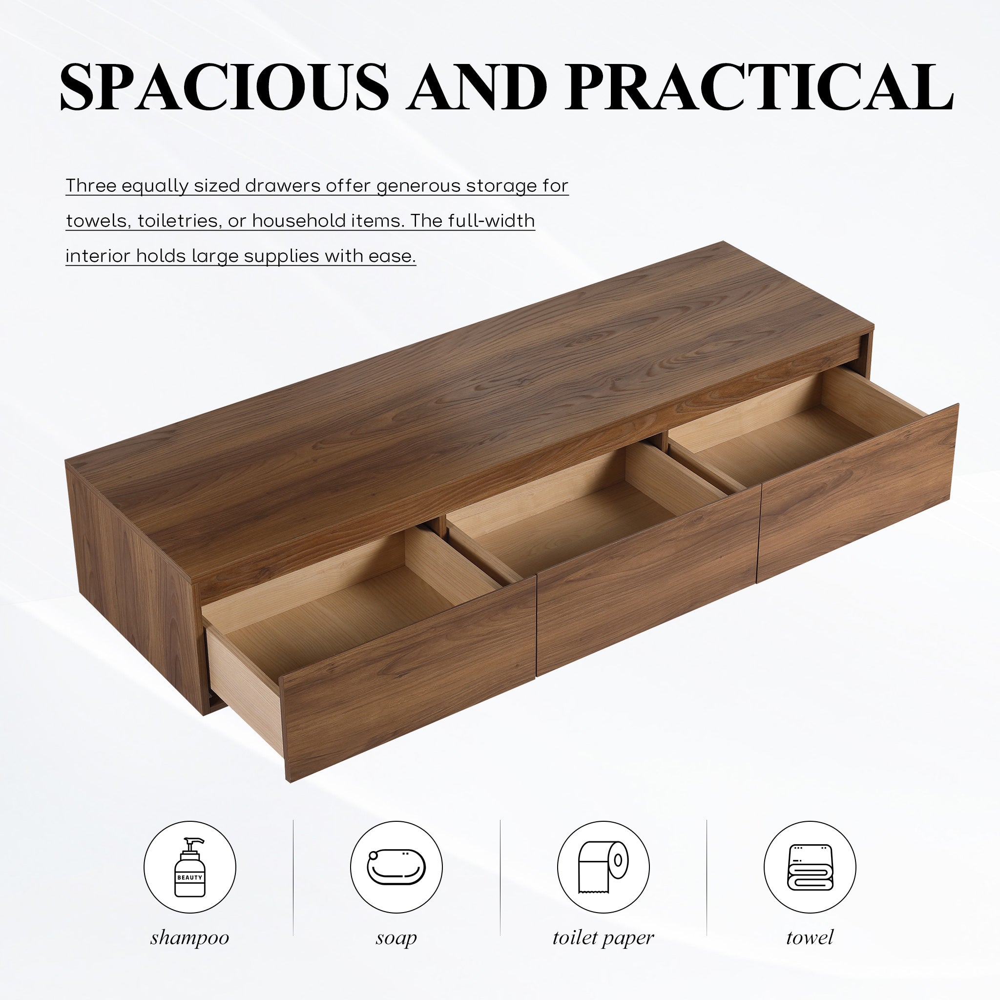 Suspend 60" Wall-Hung Vanity System — Mix & Match Basin & Side Cabinets, 7 Configurations (RTA)