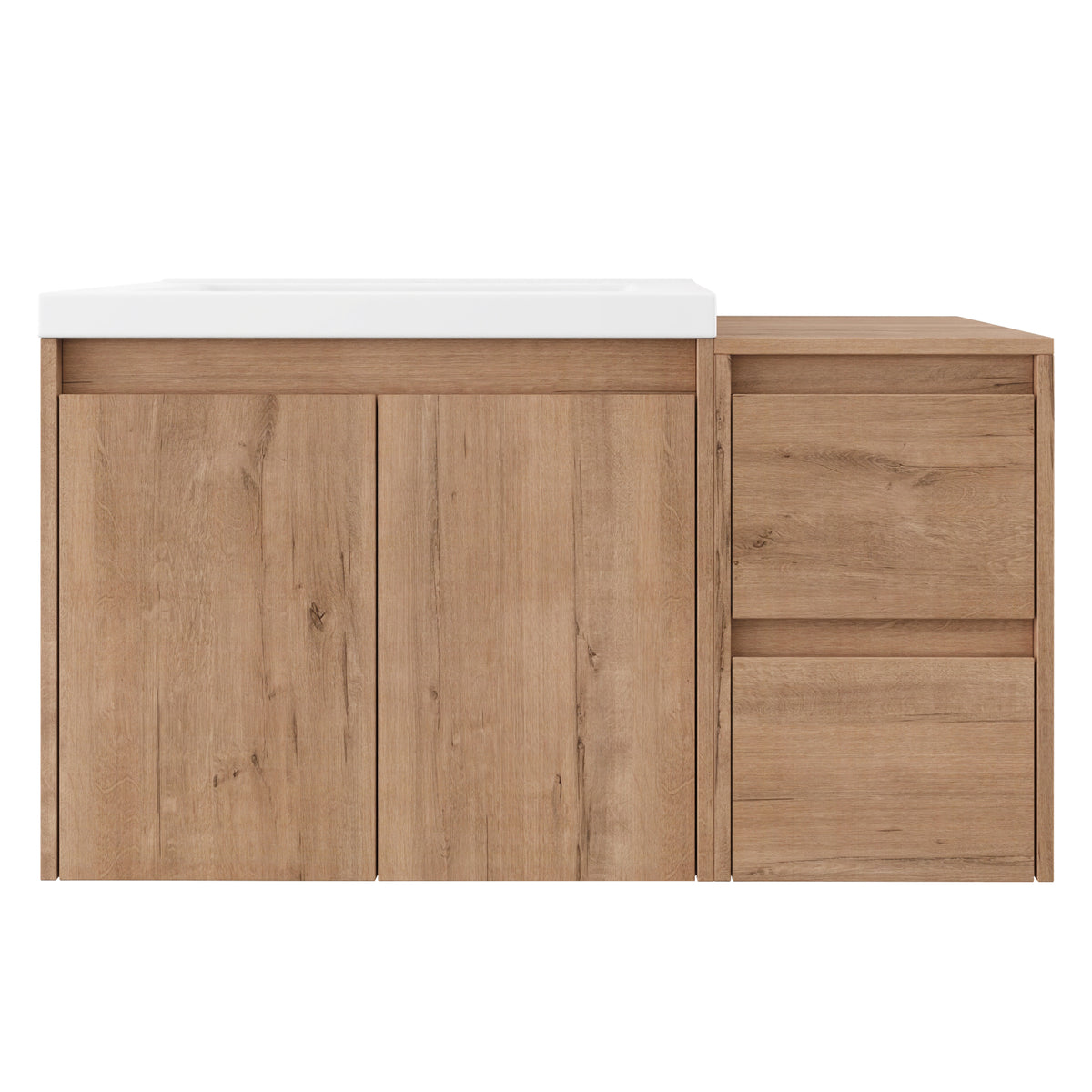 Cube 36" Floating Vanity with Resin Sink and Drawer Side Cabinet (RTA)