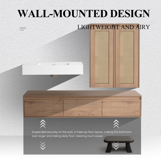 Suspend 60" Wall-Hung Vanity System — Mix & Match Basin & Side Cabinets, 7 Configurations (RTA)