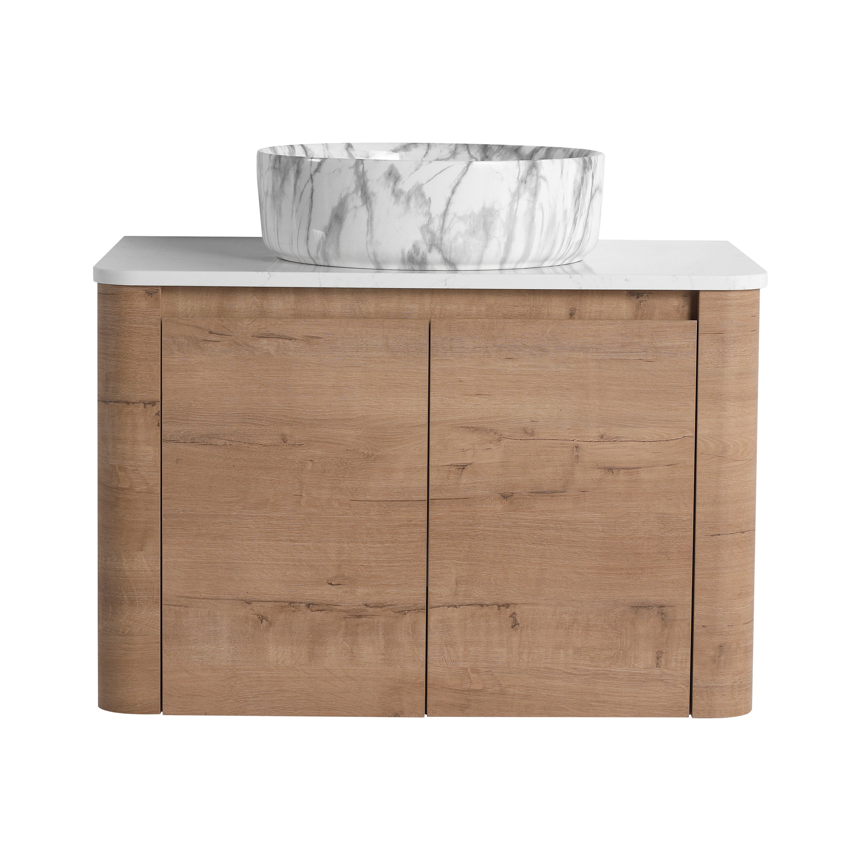 Curvo 30"-72" Floating Vanity System with 5 Ceramic Basin Colors (RTA)