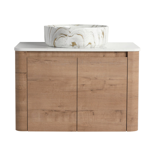 Curvo 30"-72" Floating Vanity System with 5 Ceramic Basin Colors (RTA)