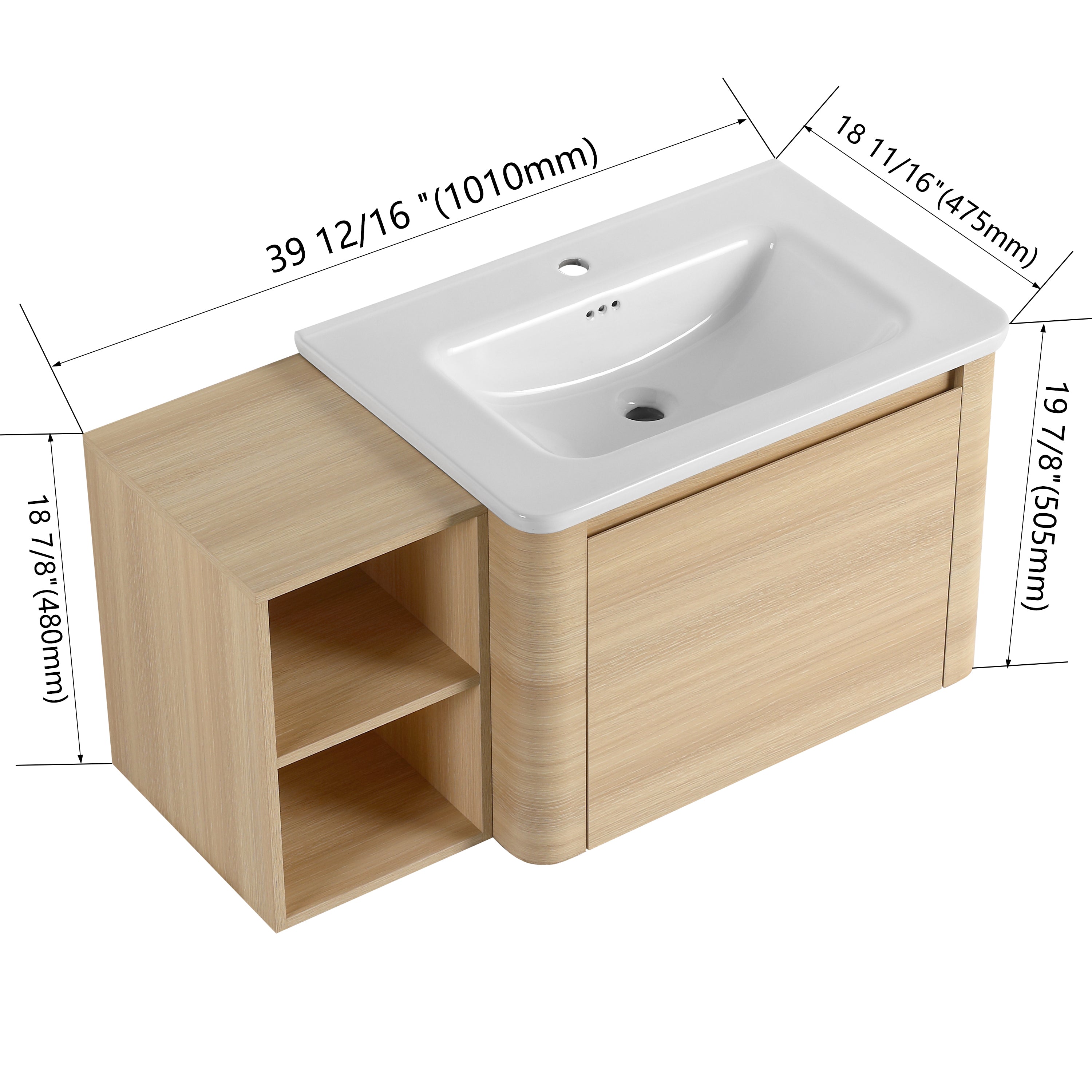 Curvo 24"/28"/36"/40"/60"/68" Floating Vanity (RTA)