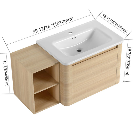 Curvo 24"/28"/36"/40"/60"/68" Floating Vanity (RTA)