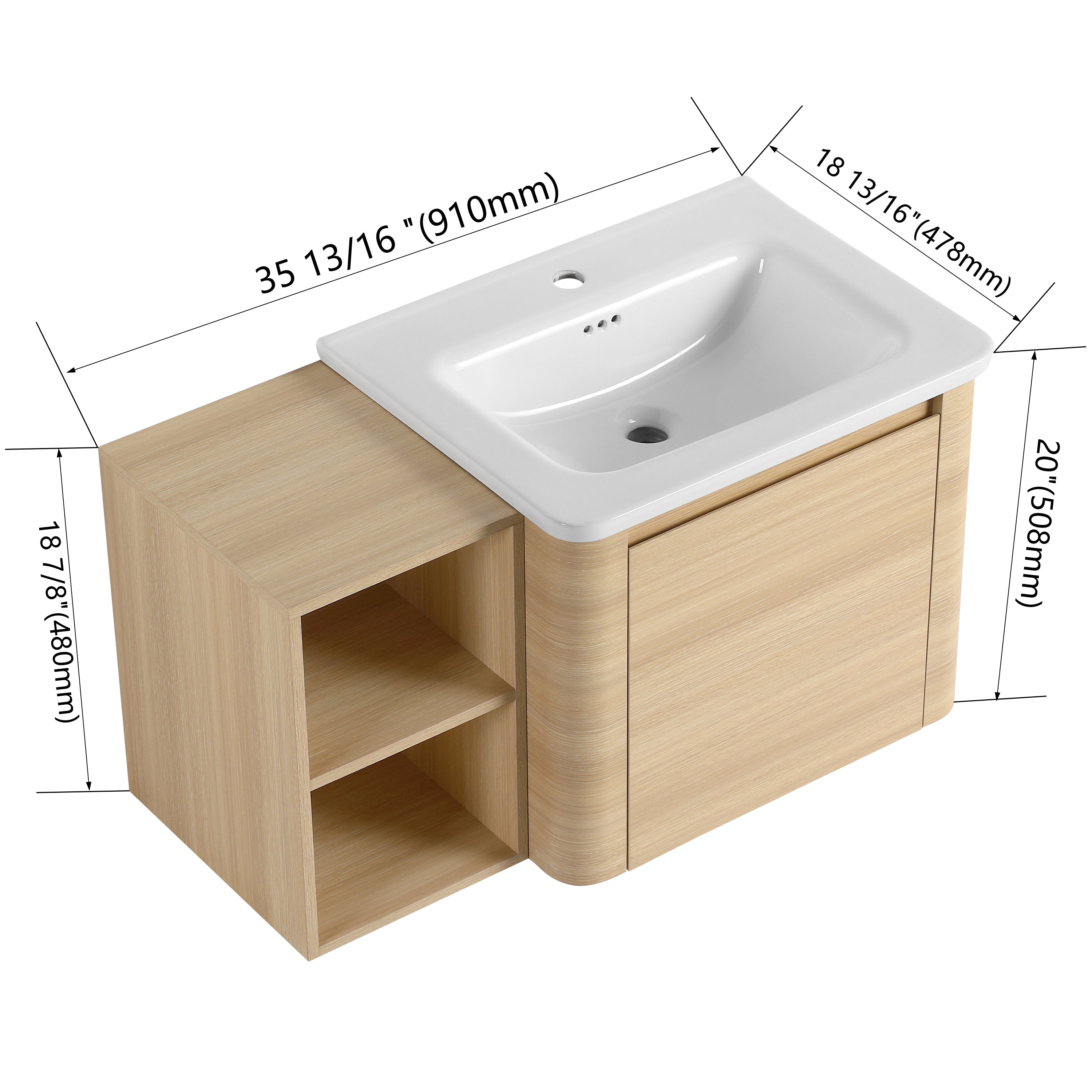 Curvo 24"/28"/36"/40"/60"/68" Floating Vanity (RTA)