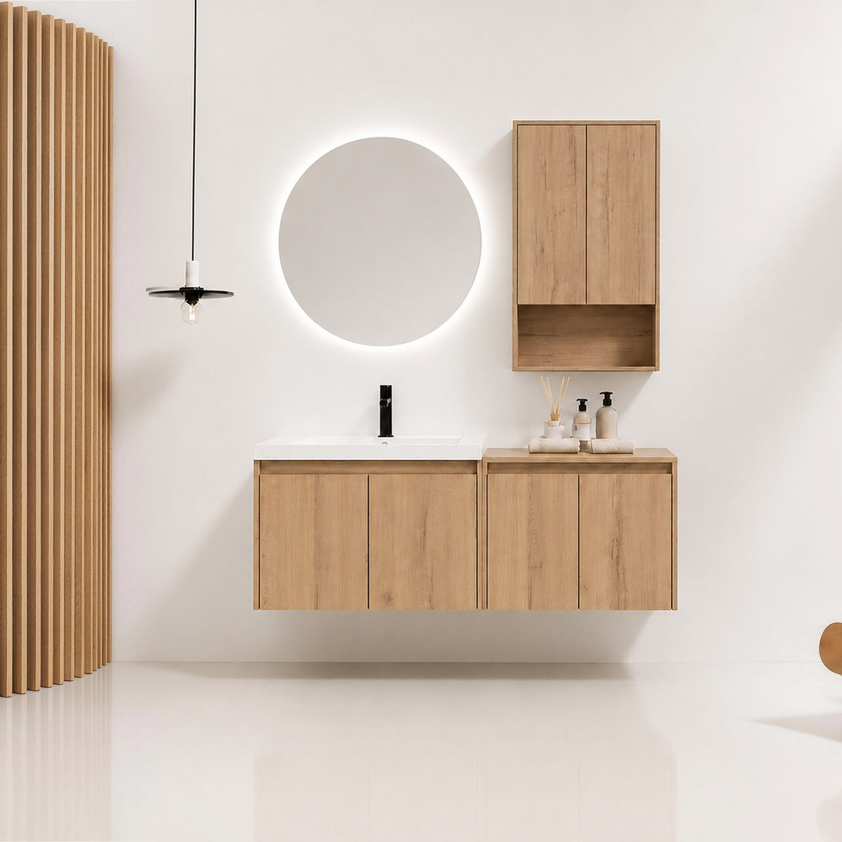 Cube 48" Floating Vanity with Wall Cabinet and Resin Sink (RTA)