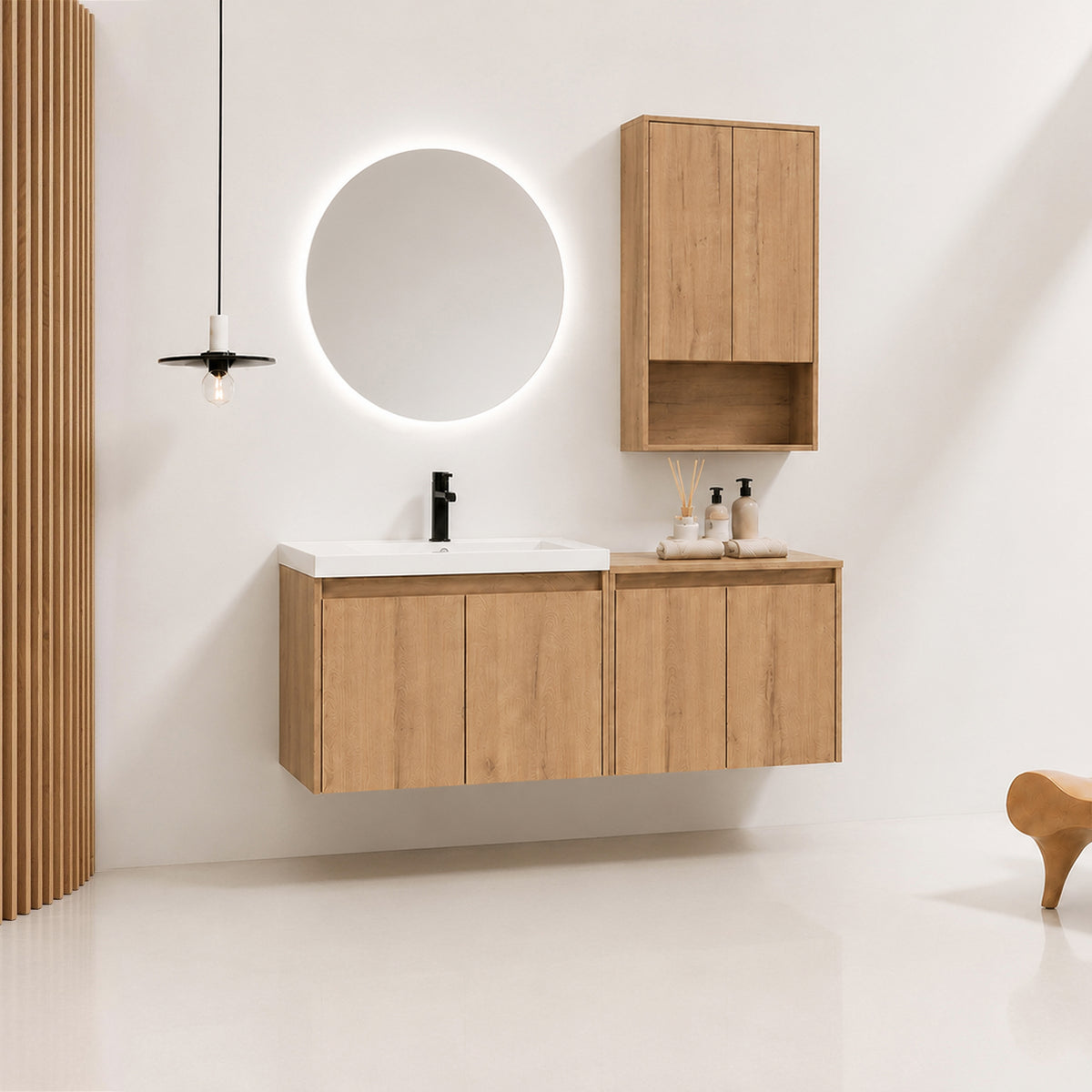 Cube 48" Floating Vanity with Wall Cabinet and Resin Sink (RTA)