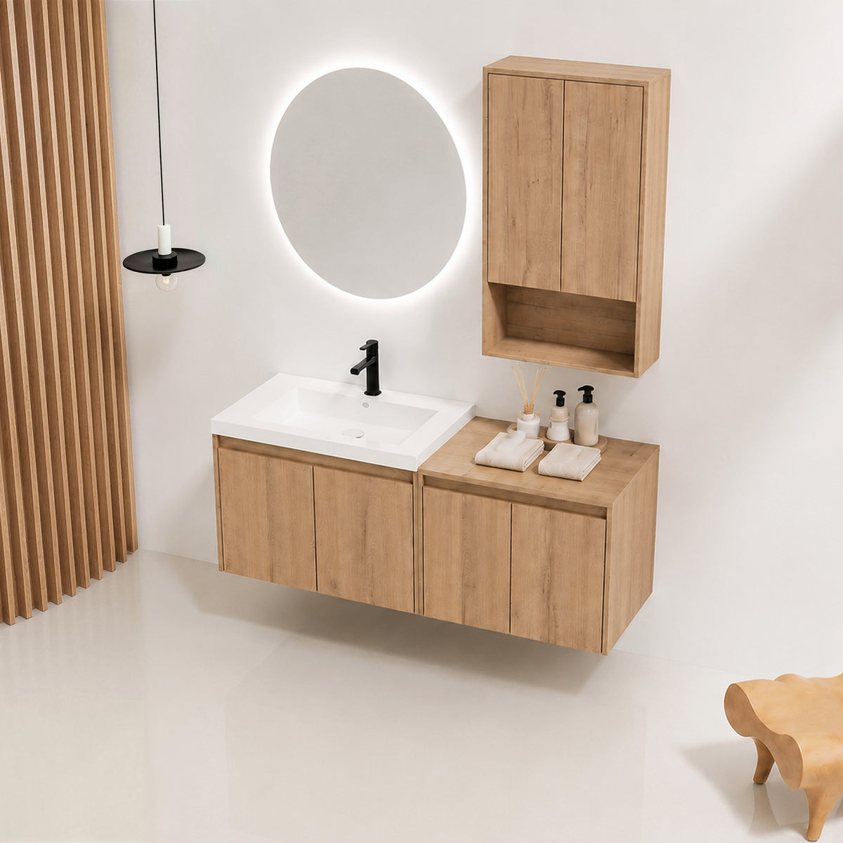 Cube 48" Floating Vanity with Wall Cabinet and Resin Sink (RTA)
