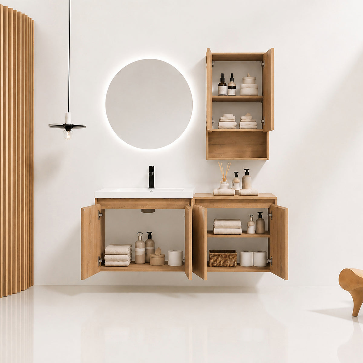 Cube 48" Floating Vanity with Wall Cabinet and Resin Sink (RTA)