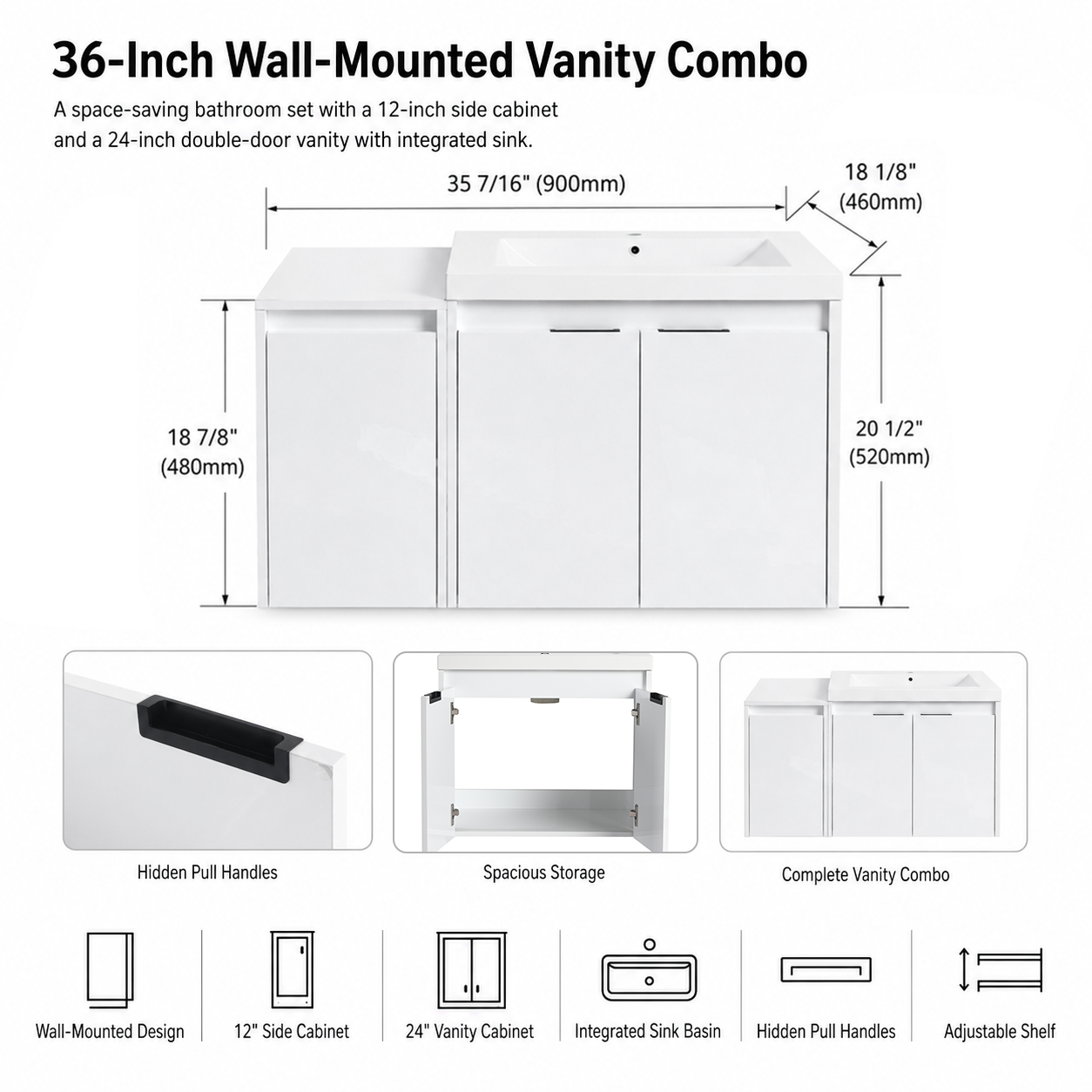 Cube 24" / 36" / 48" Floating Vanity (RTA)