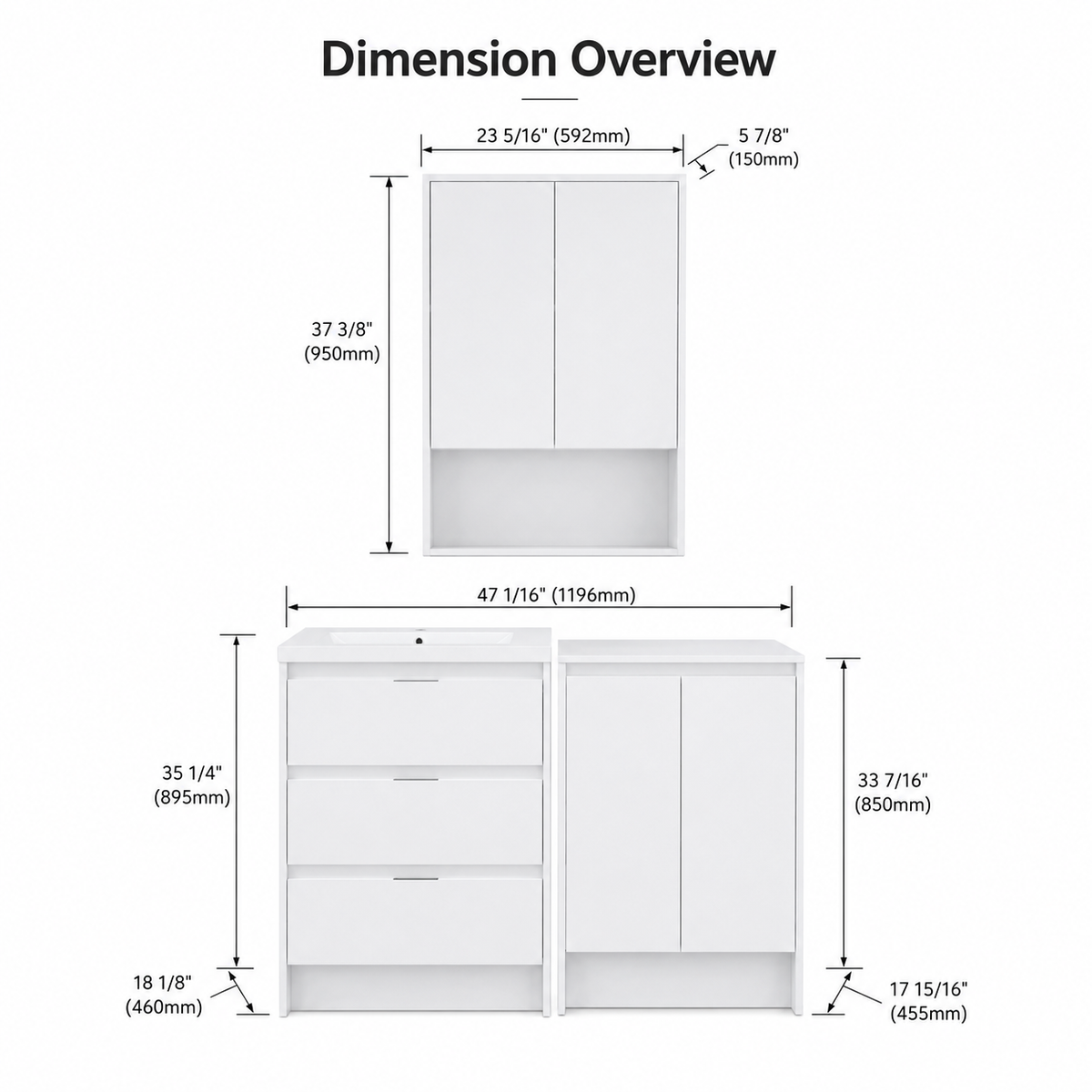 Cube 48" Freestanding Vanity with Wall Cabinet (RTA)