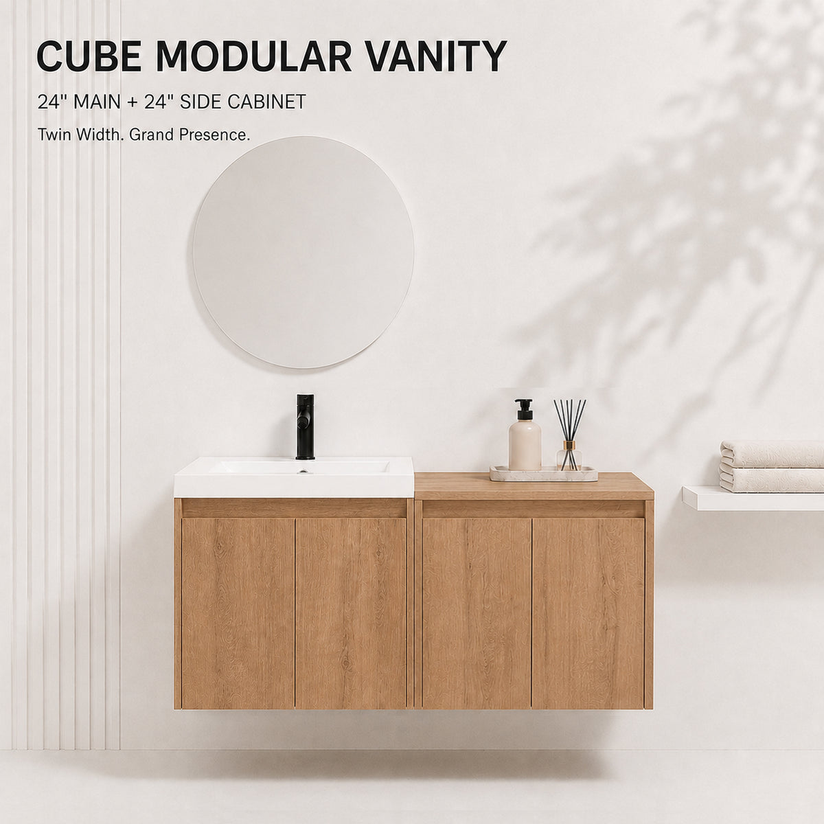 Cube 36"/48" Floating Vanity with Resin Sink (RTA)