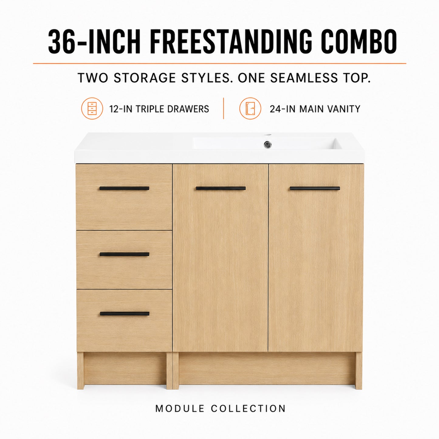 Module 36" Freestanding Vanity with Doors & Drawers (RTA)