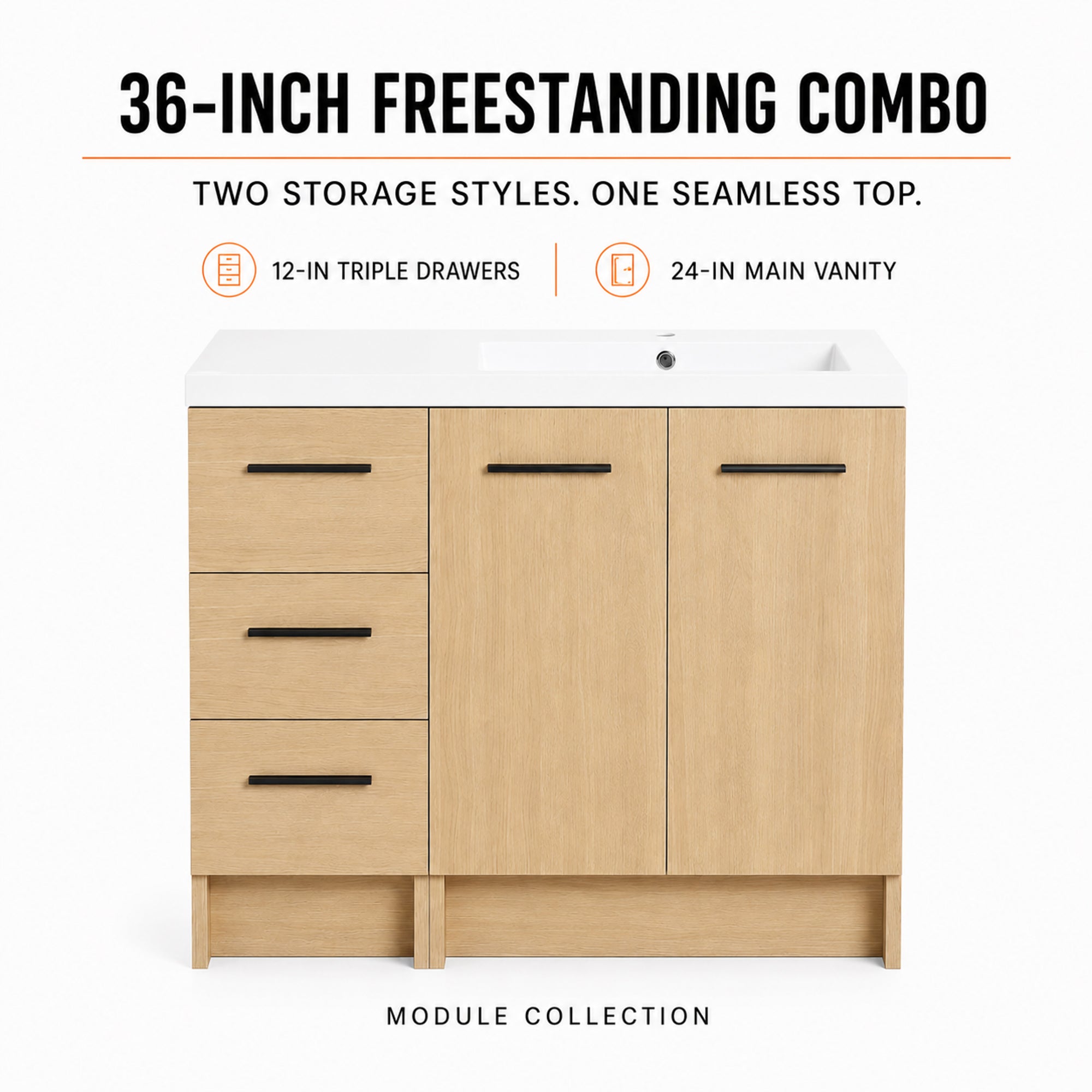 Module 36" Freestanding Vanity with Doors & Drawers (RTA)