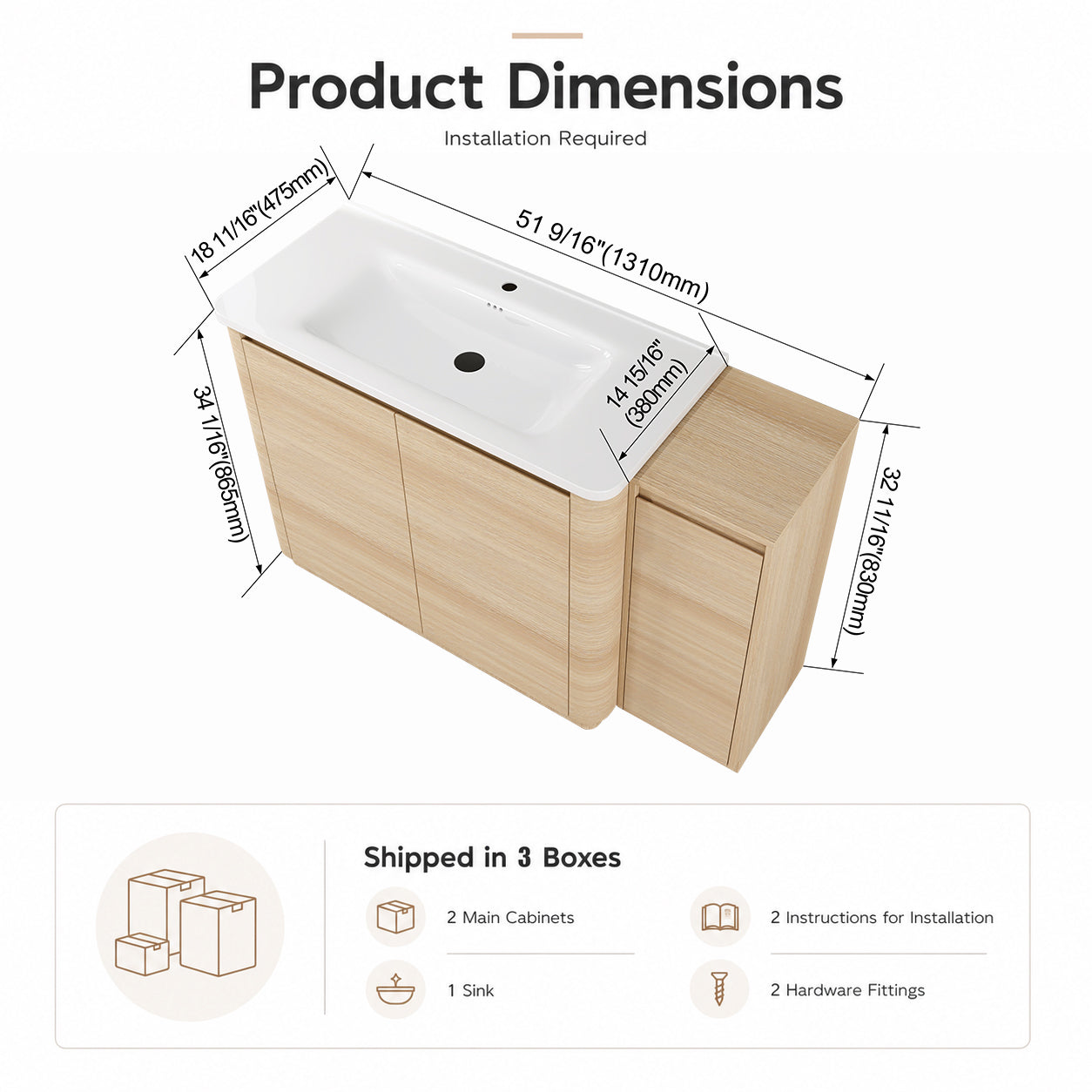 Pebble 52" Freestanding Vanity (RTA)