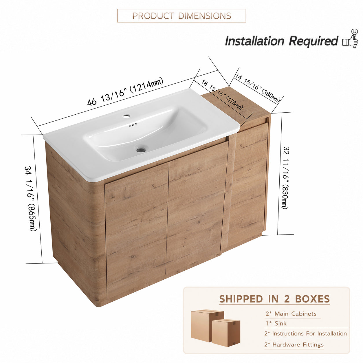 Pebble 48" Freestanding Vanity (RTA)