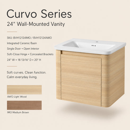 Curvo 24"/28"/36"/40"/60"/68" Floating Vanity (RTA)