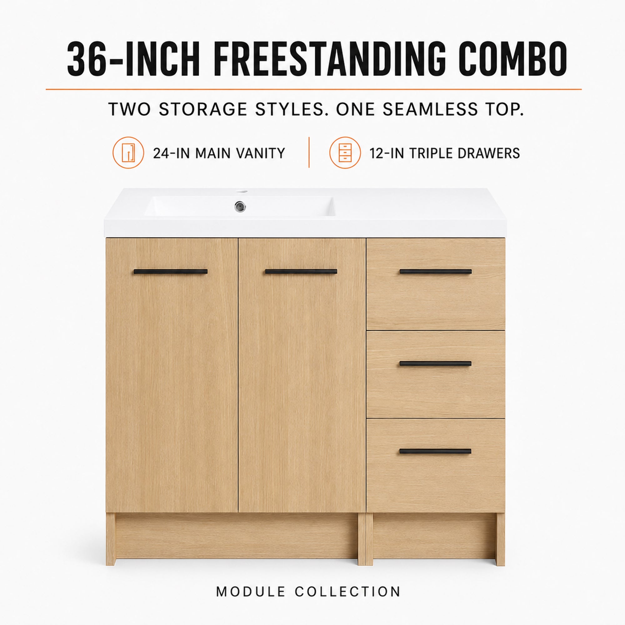 Module 36" Freestanding Vanity with Doors & Drawers (RTA)