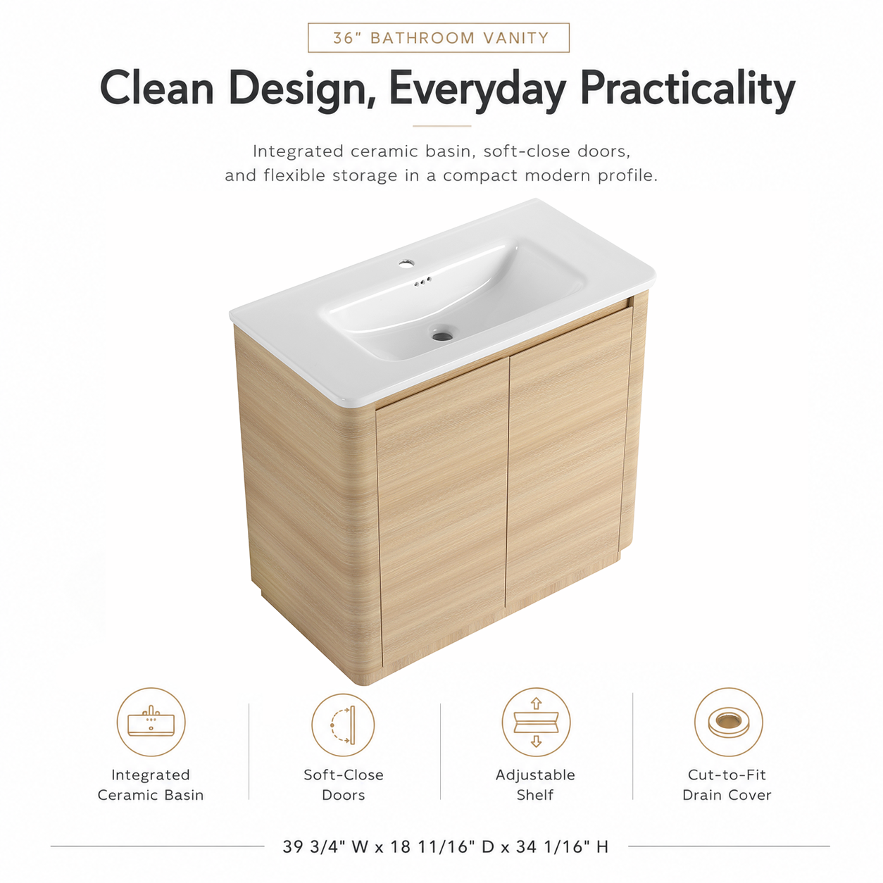 Pebble 36" Freestanding Vanity (RTA)
