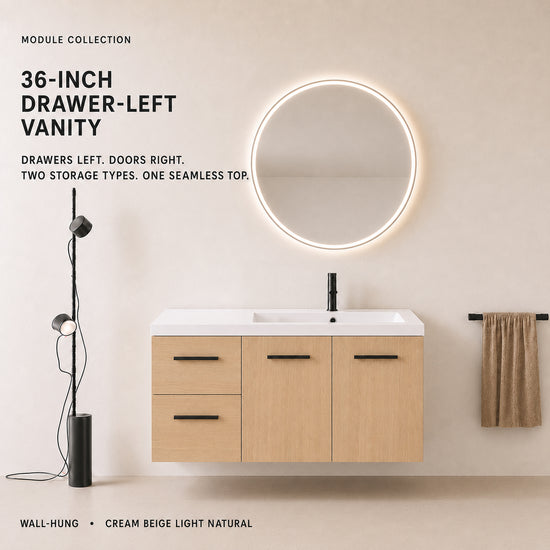 Module 36" Wall-Hung Vanity with Doors & Drawers (RTA)