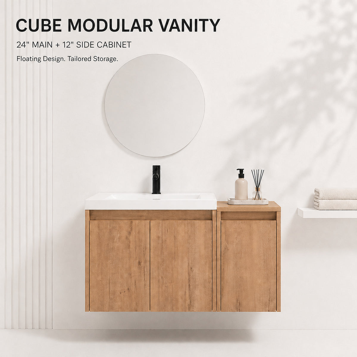 Cube 36"/48" Floating Vanity with Resin Sink (RTA)