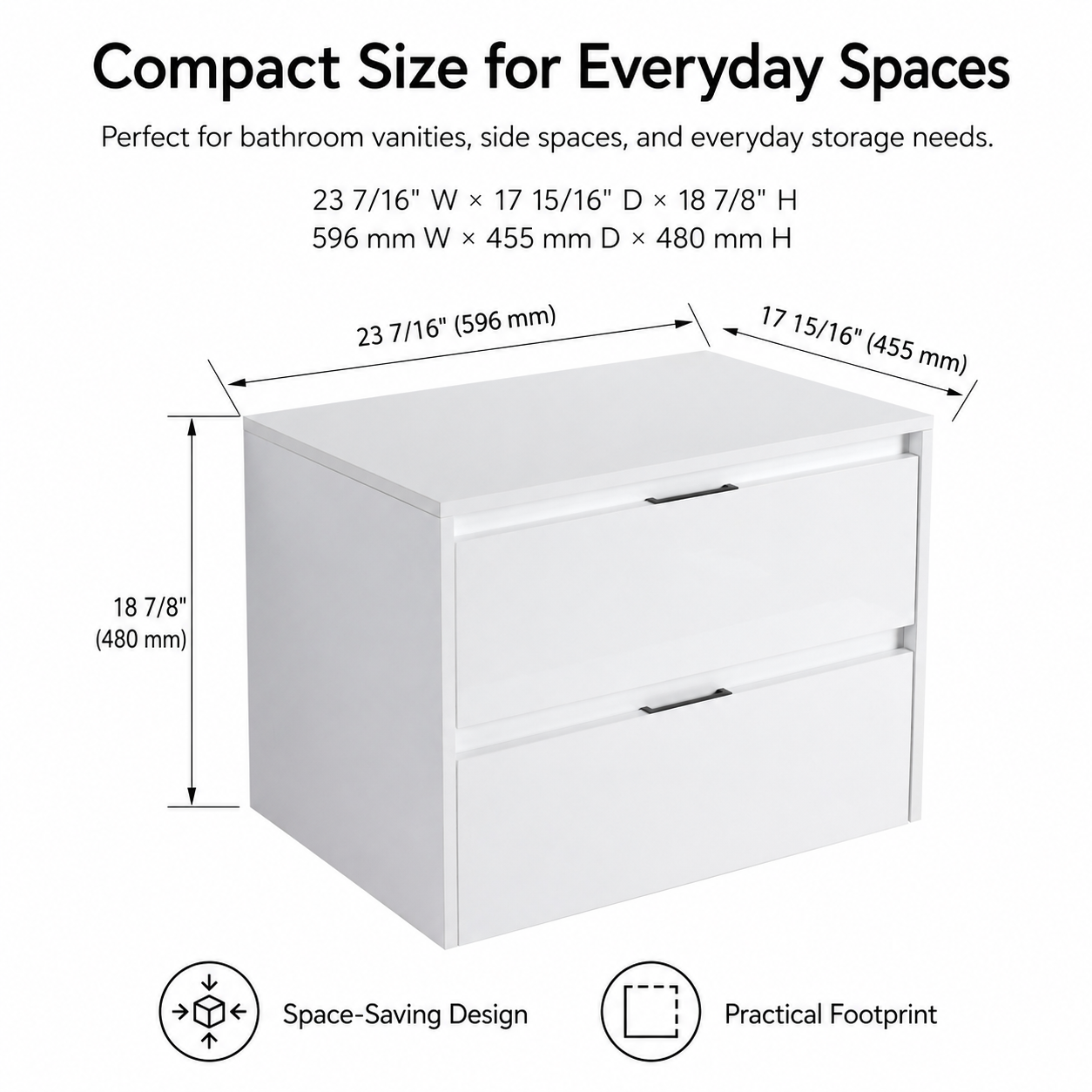 Cube 24" Bathroom Wall Cabinet with Drawers (RTA)