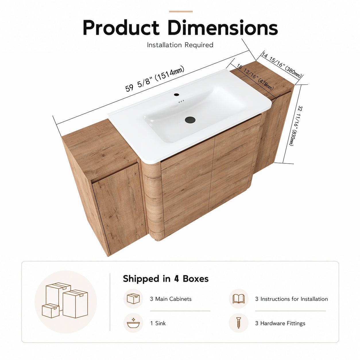 Pebble 64" Freestanding Vanity (RTA)